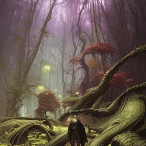 Gothic Mushroom Hive in Toxic Swamp, Comic Book Art