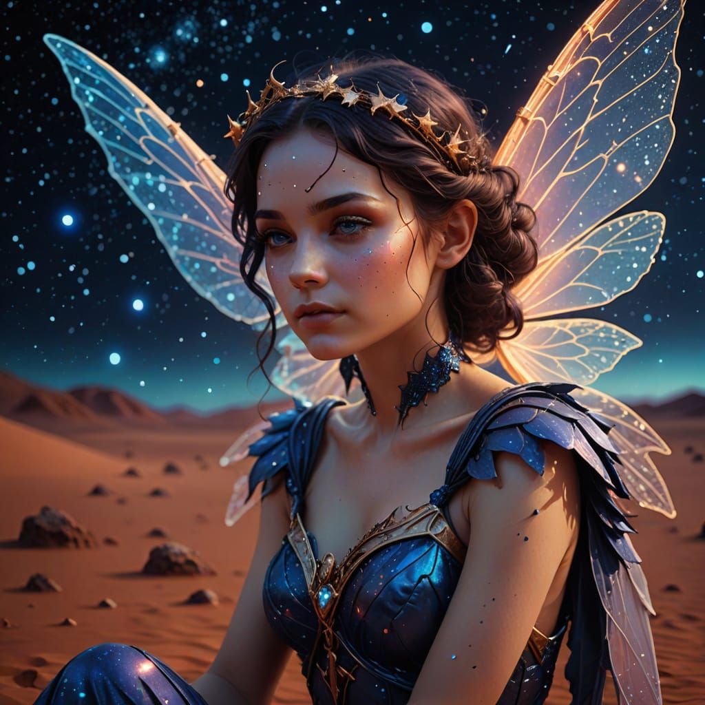 Ethereal Fairy Resting on Martian Sands