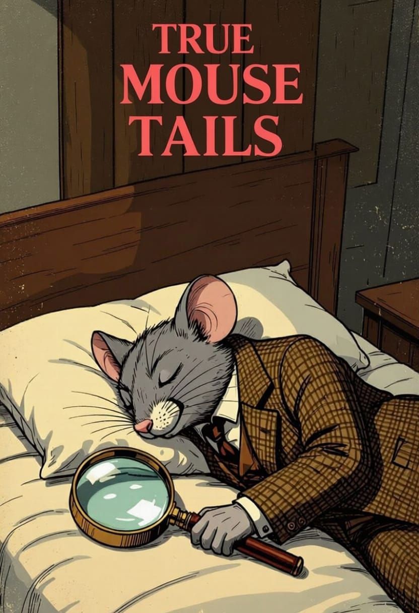 Steampunk Mouse Detective Asleep in Retro Comic Style