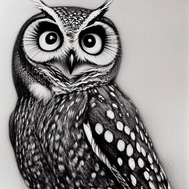 Colorful Owl Perched on Book, Detailed Pencil Drawing