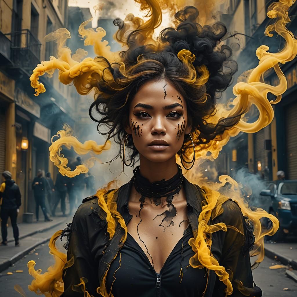 Ethereal Transformation: Young Lady in Smoky Fantasy Art