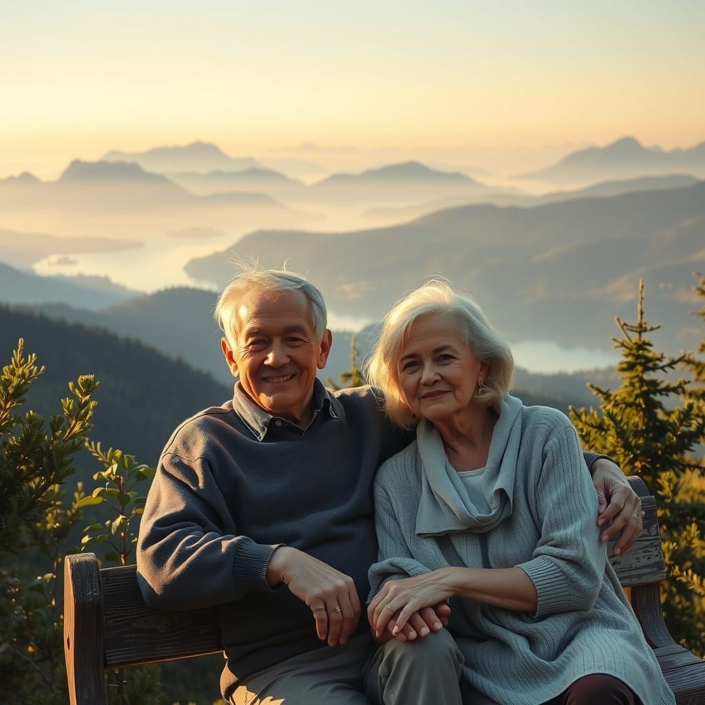 A Peaceful Elderly Couple Surrounded by Nature