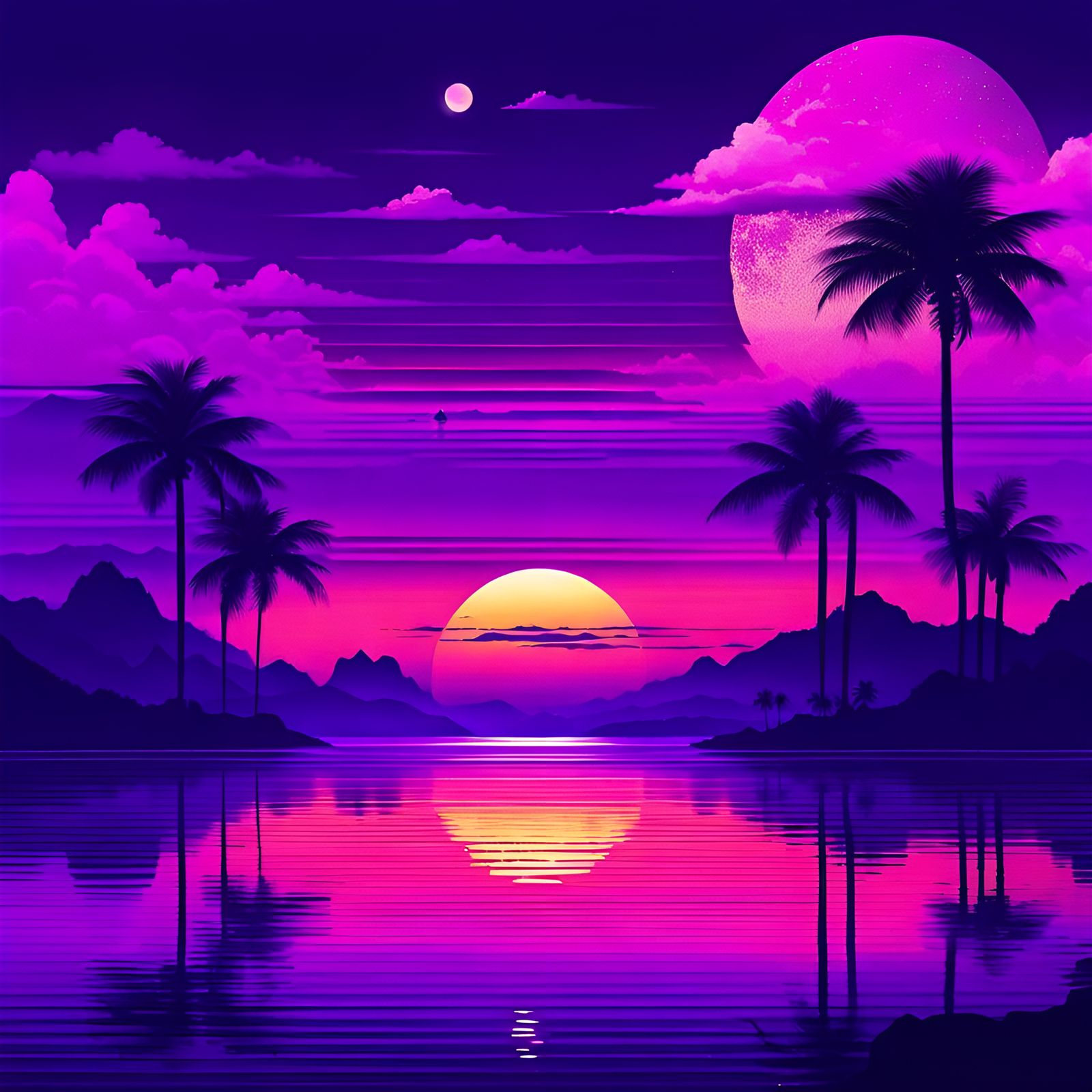Vaporwave Fantasy Art Wallpaper in Purple Rain