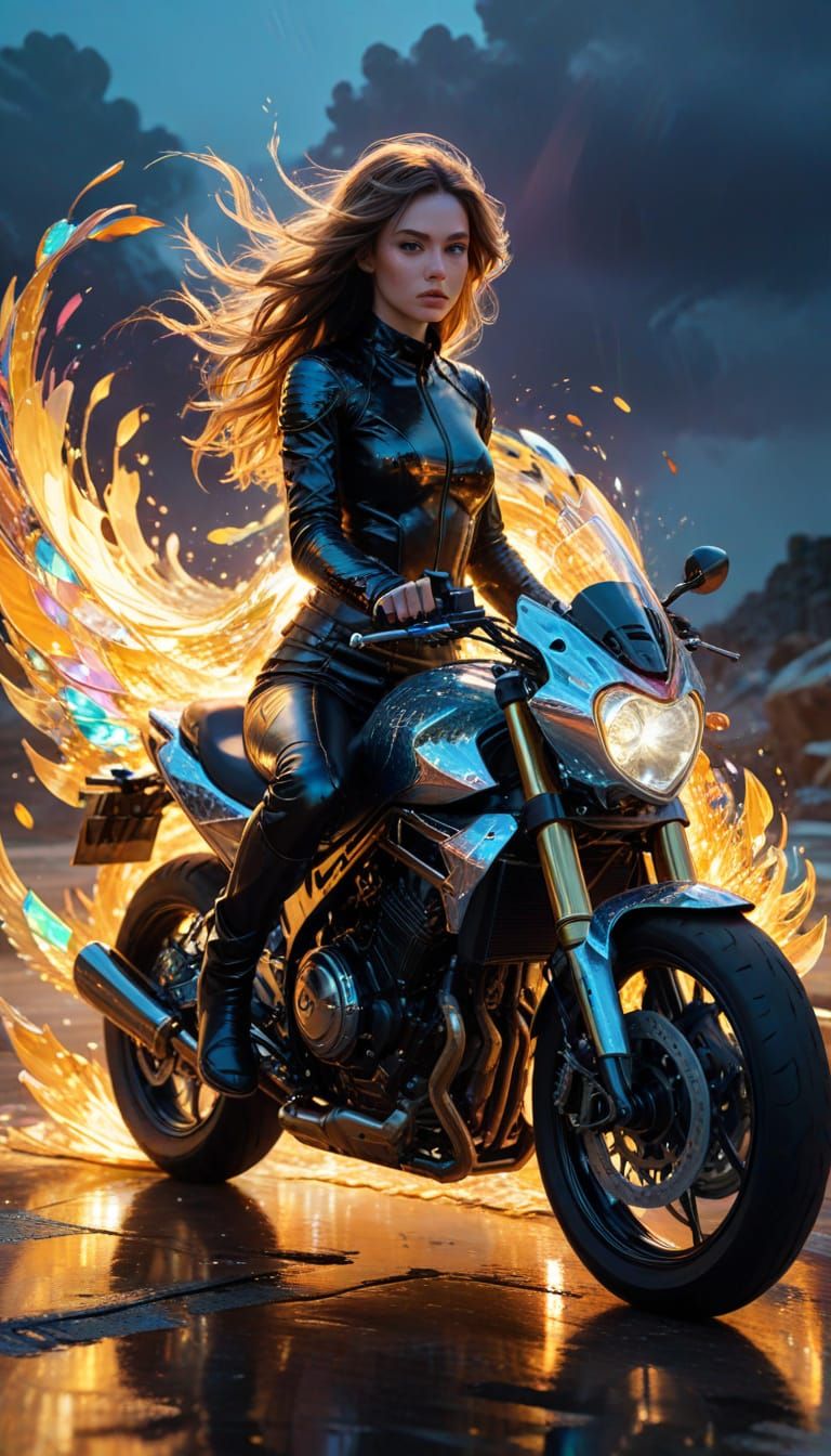 Surreal Motorcycle Rider in Fantasy Art Style