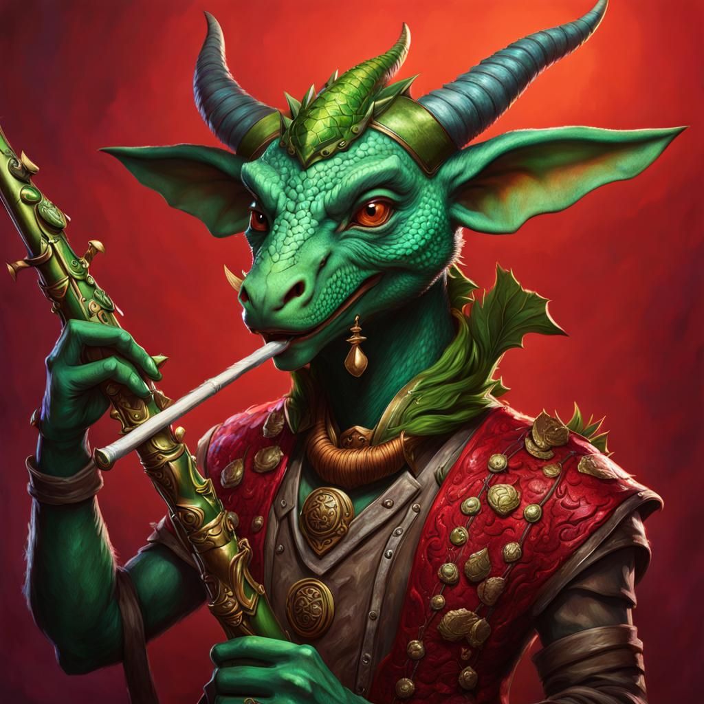 Kobold Bard with Flute: Hyperrealistic Fantasy Art