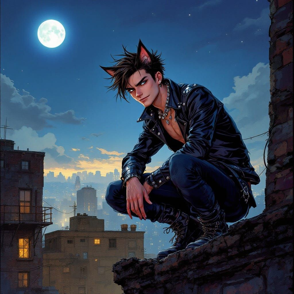 Mysterious Gay Neko Under the Full Moon