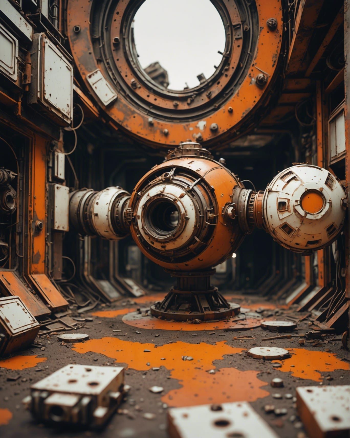 Gritty Sci-Fi Engine Room in 3D Diorama