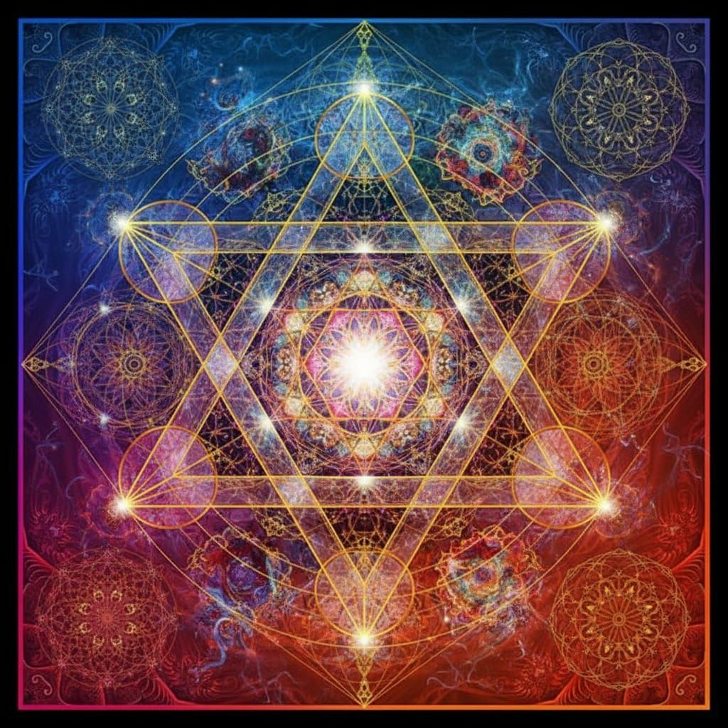 Intricate Metatron's Cube with Sacred Geometry