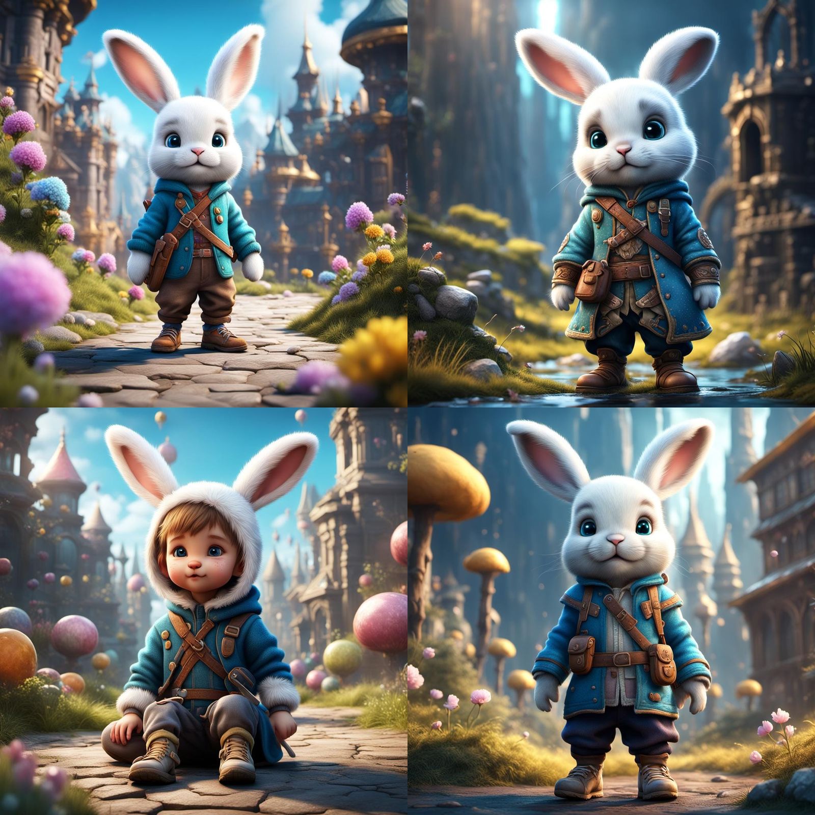 Cute Bunny-Human Child: Fantasy Concept Art