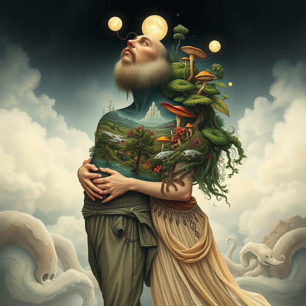 Dreamlike Figures in Ethereal Fantasy Mindscape