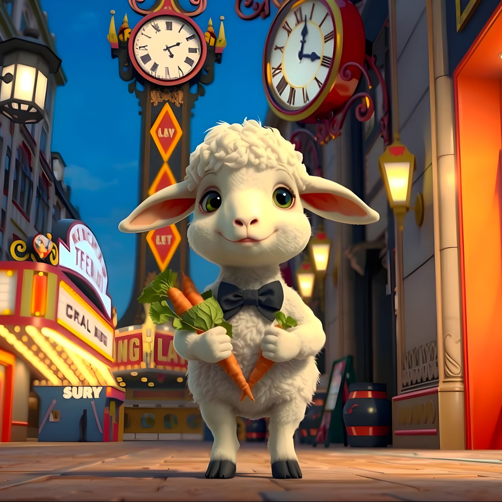 Nervous Lamb on First Date: Pixar-Inspired 3D Art