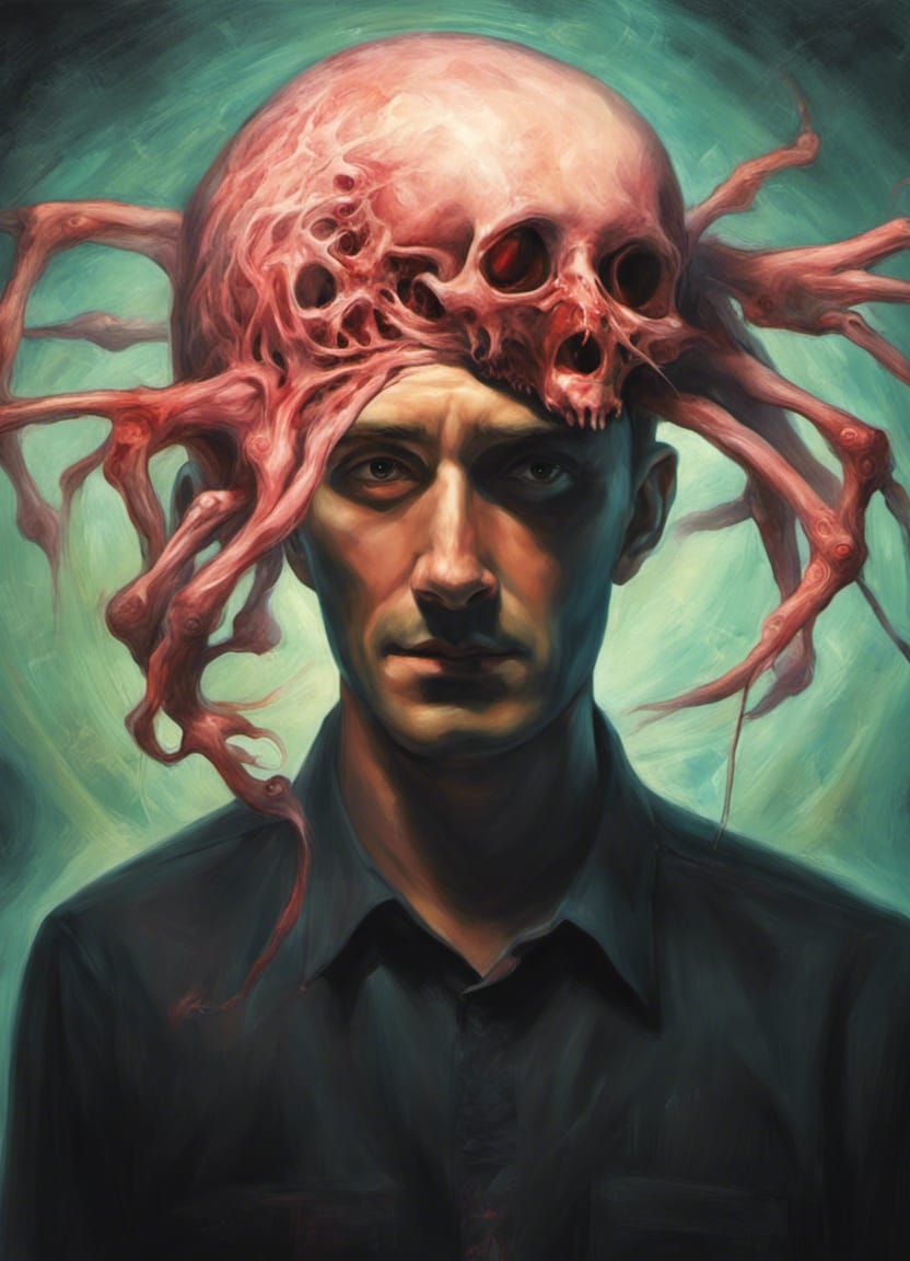 Dramatic Gothic Fantasy: Man with Severed Head