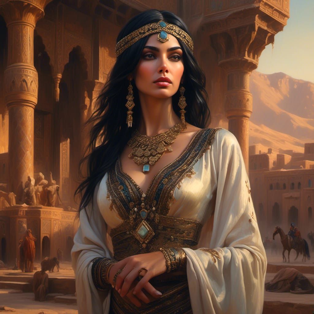 Gorgeous Arabic Woman in Detailed Matte Painting Style