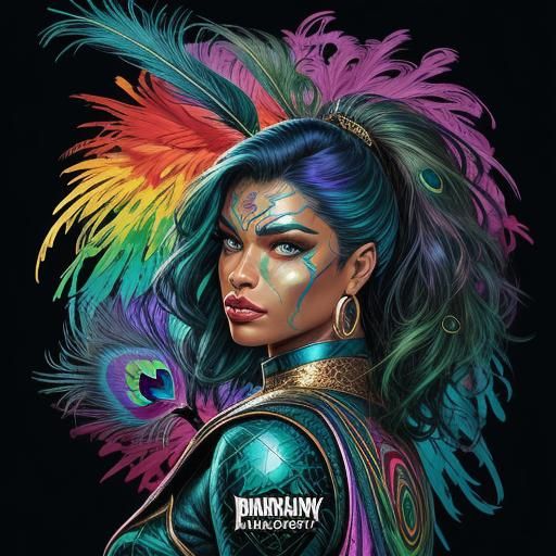 Vibrant Comic Book Art: Rainbow Woman Portrait