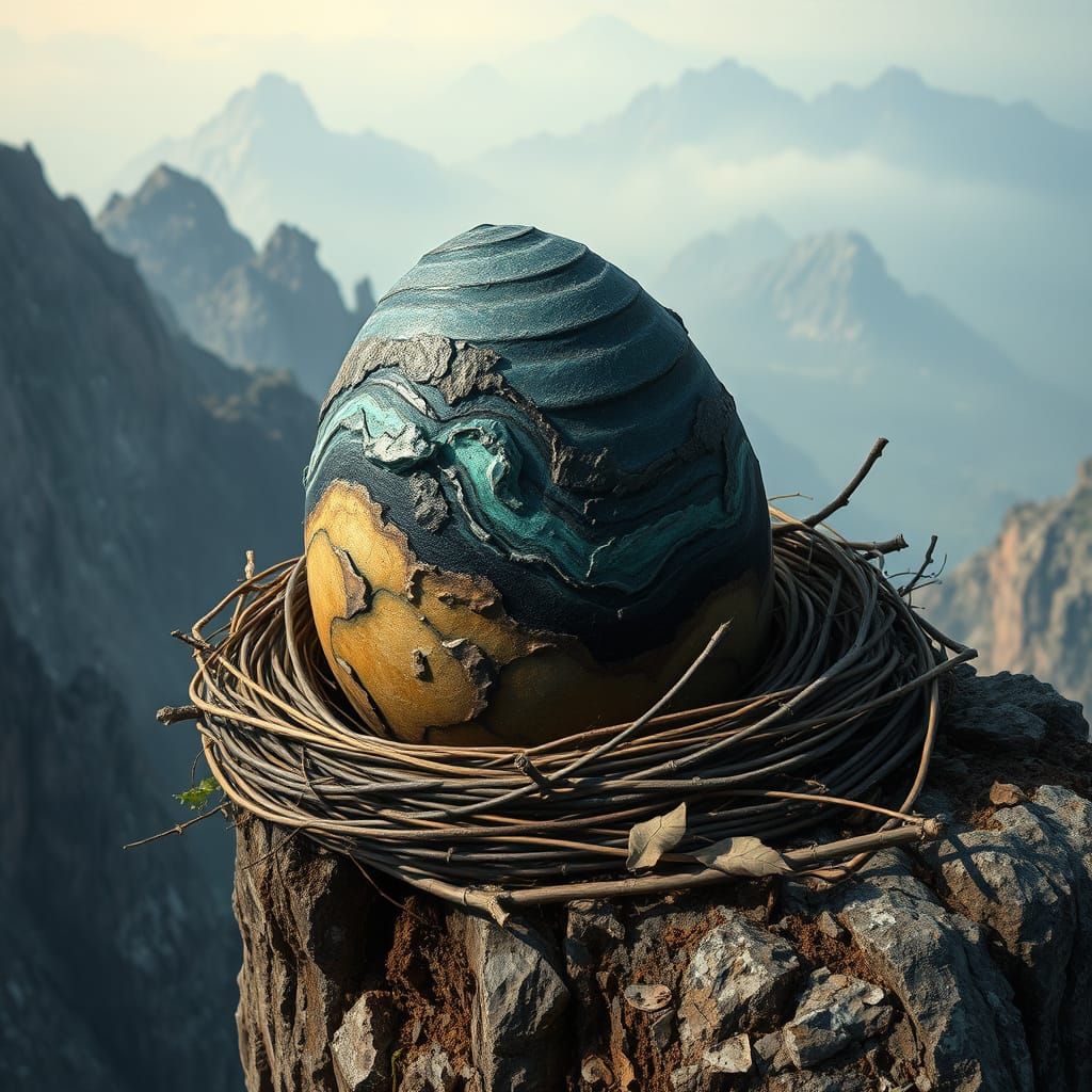 Ethereal Mountain Egg in a Rocky Perch