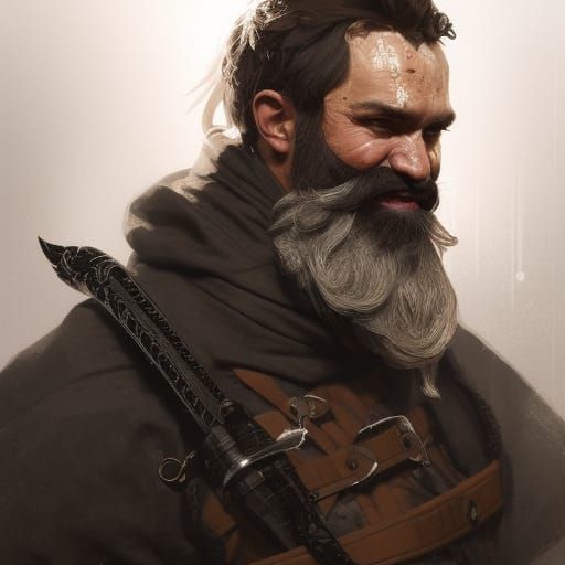 Medieval Bandit Portrait in Hyperdetailed Style