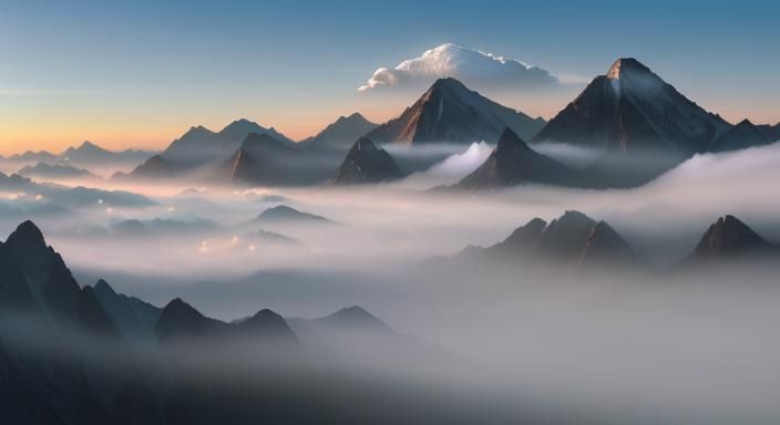 Majestic Mountains Meet Azure Sky in Pastel Hues