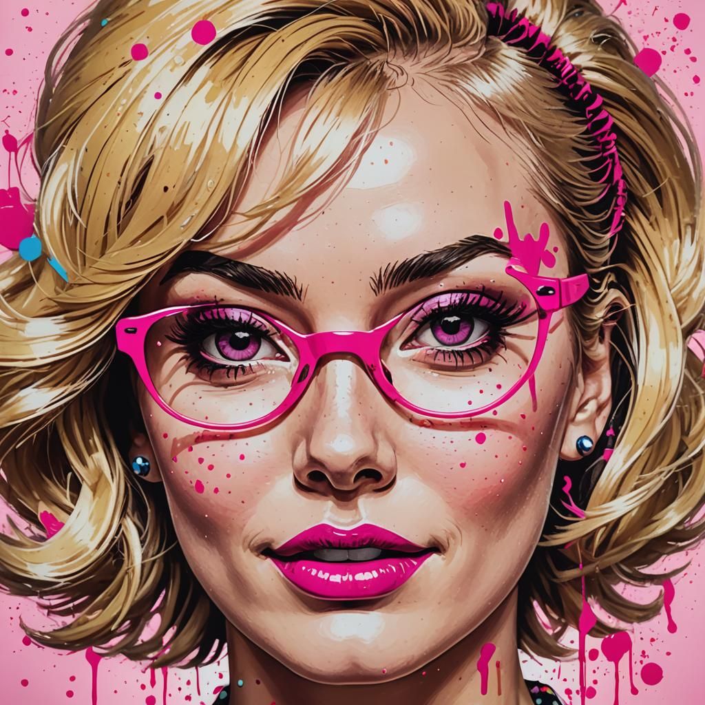 Retro Pop Art Portrait of a Winking Blonde Woman