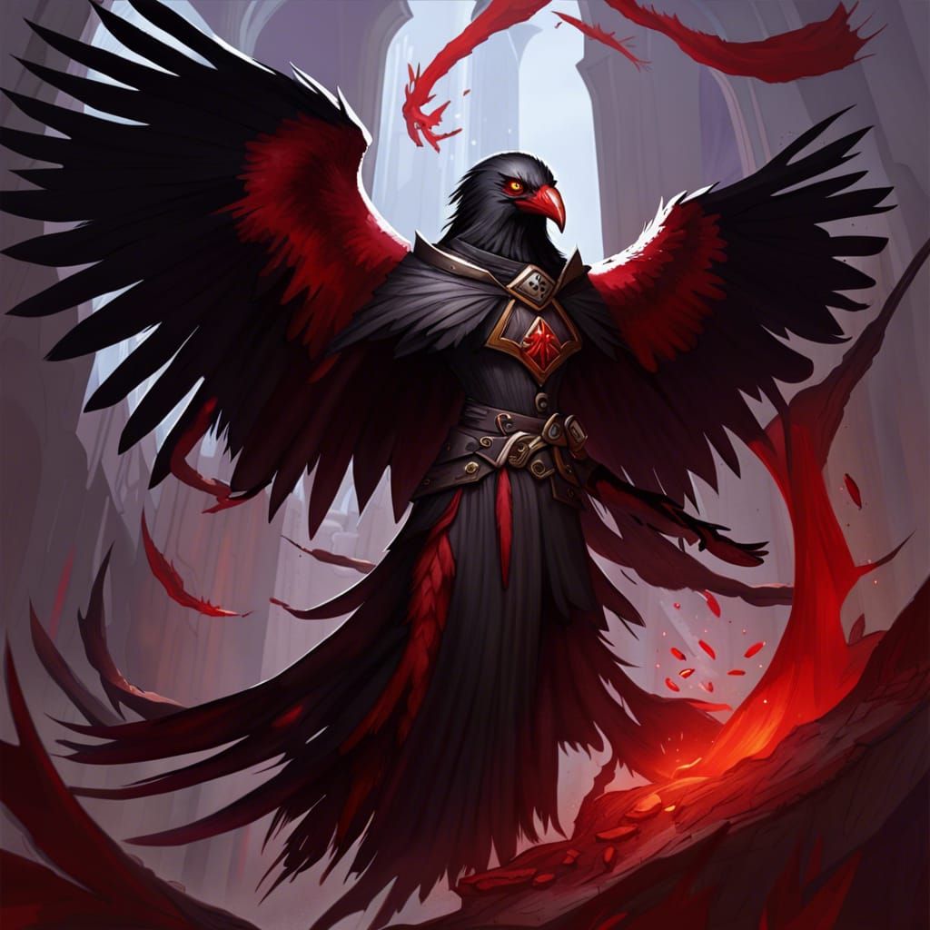 D&D Raven Aarakocra Cleric Portrait in Hyperdetailed Style