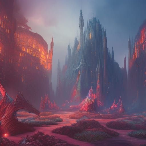 Music in Detailed Matte Painting Style