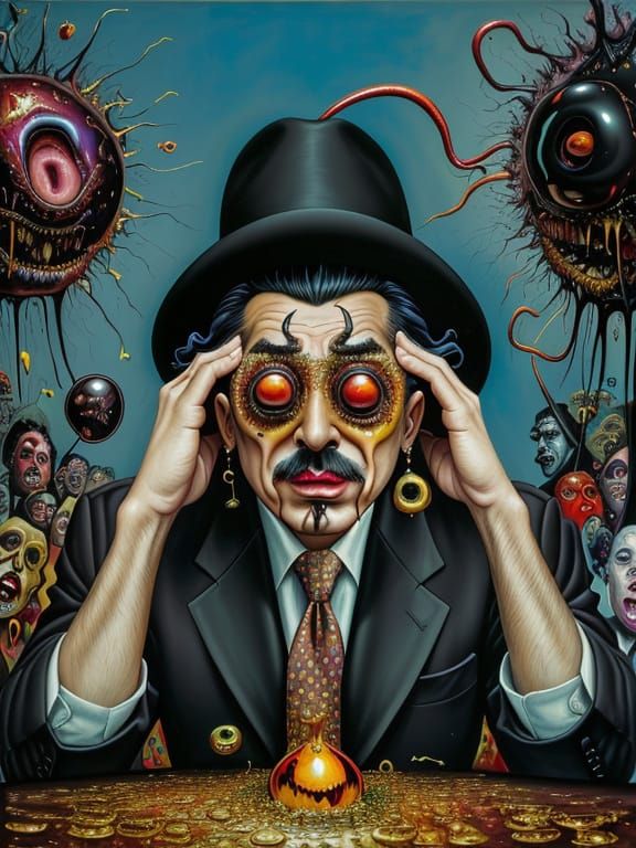 Portrait of Late Stage Capitalism with Brain Fever personified