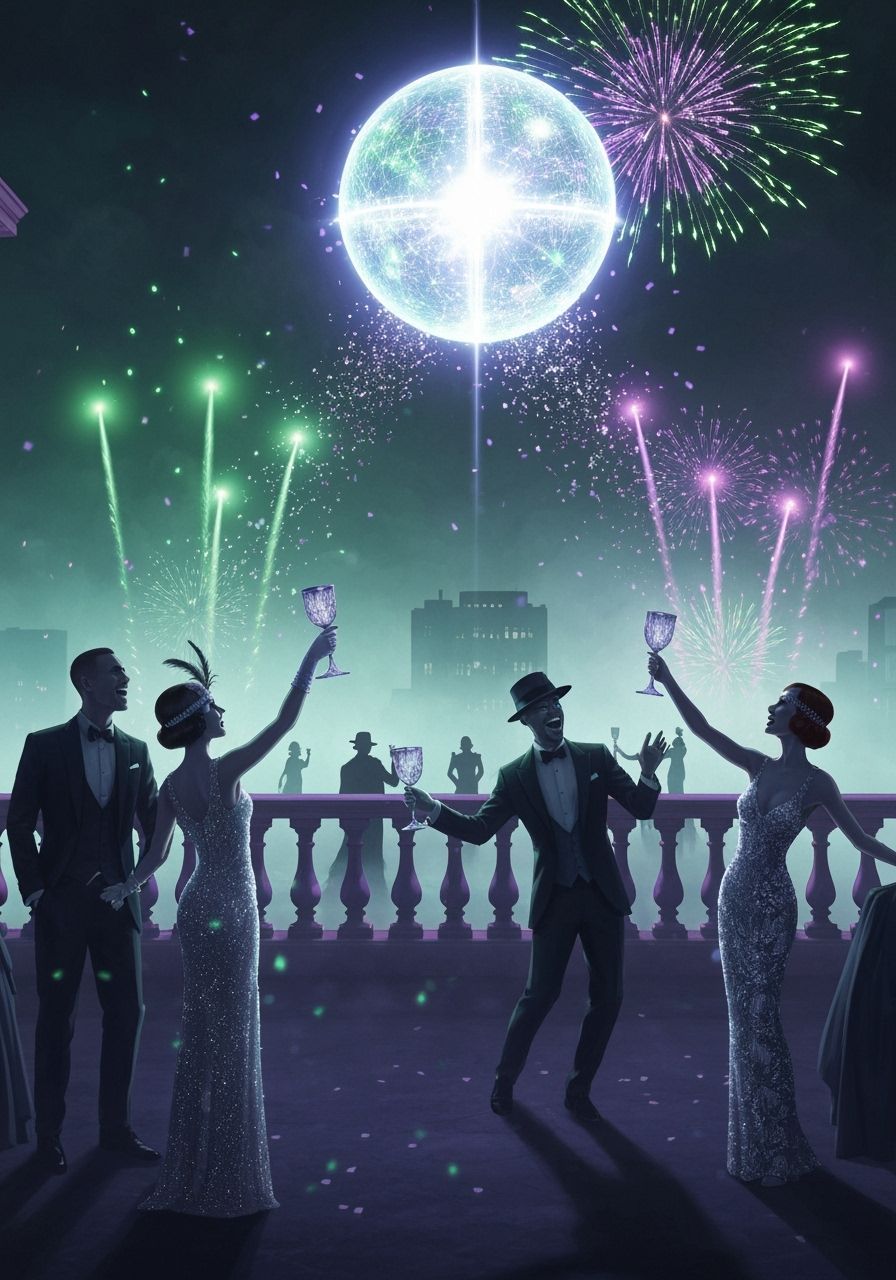 Ghostly 1920s Revelers Watch Spirit Orb Descend