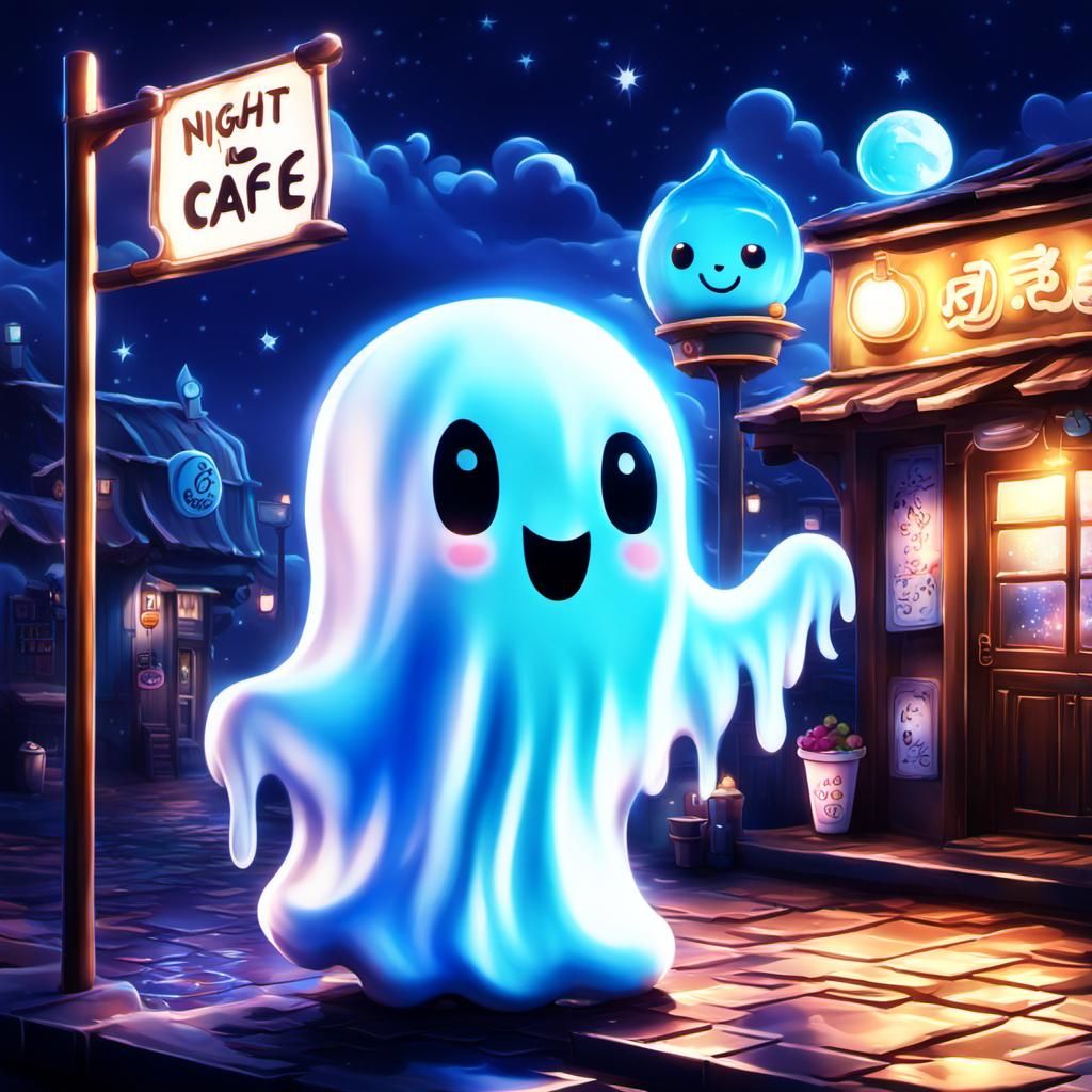 Night Cafe Cute Ghost👻☕️
