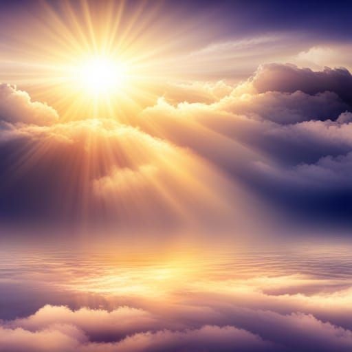 Heavenly Sunshine Beams through Divine Clouds