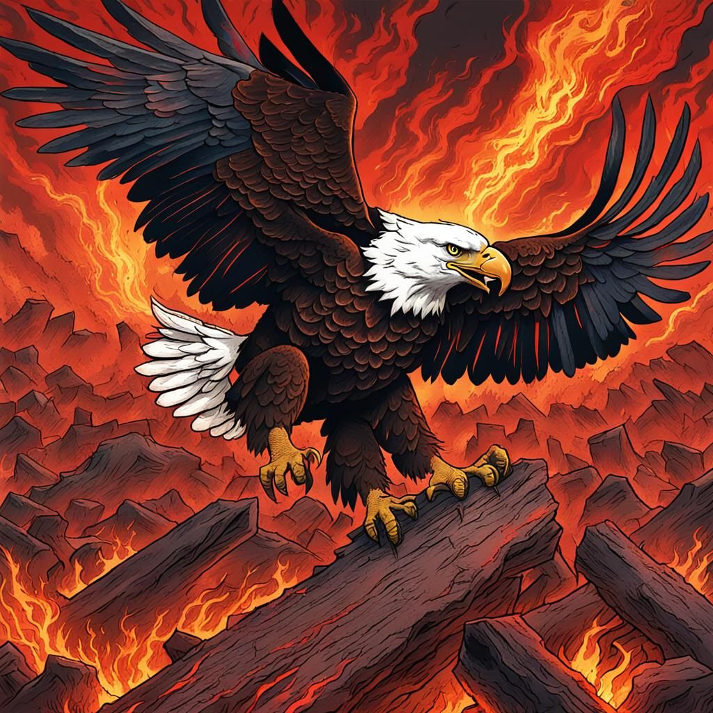 Bald Eagle in Hellfire Inferno