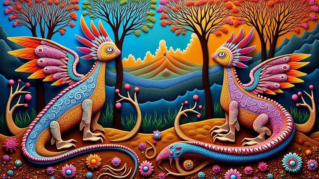 Handmade Dragons in Surreal Fingerpunk Folk Art