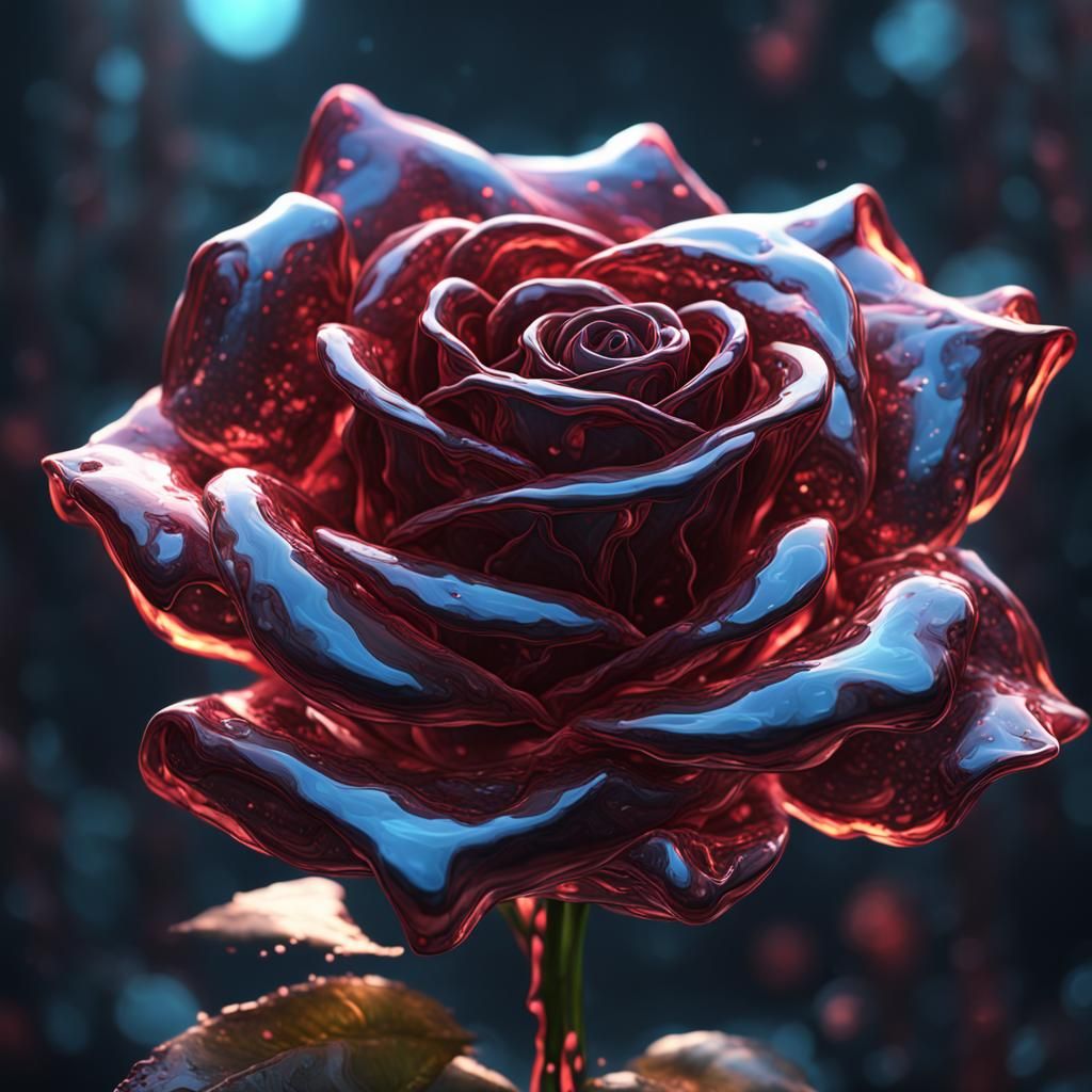 Glass Rose: Detailed Matte Painting in Deep Color