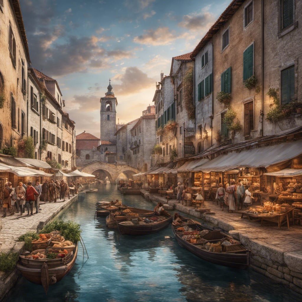 Bustling Novigrad Market Scene in HDR