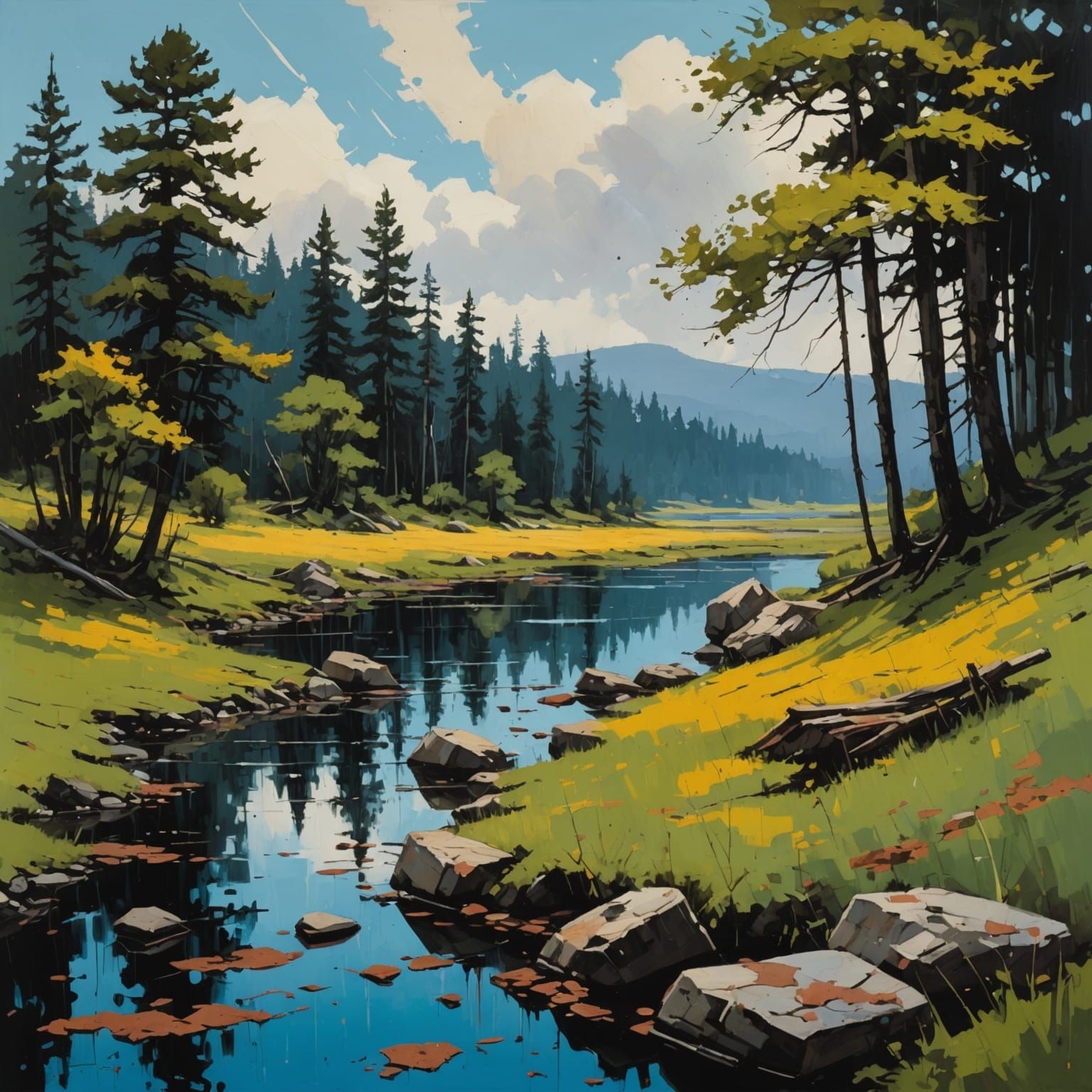 Textured Landscape Painting in Oil