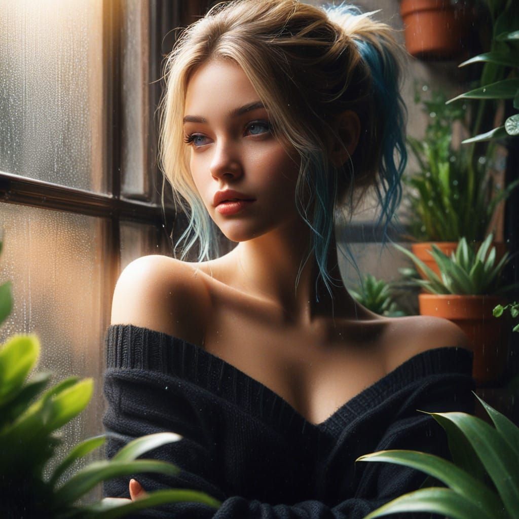 Surreal Moment of Solace in Rainy Morning