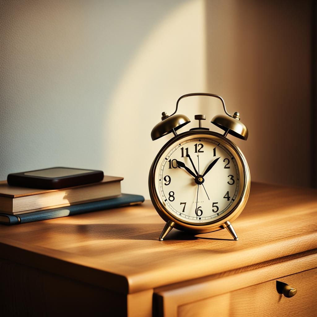 Vintage Alarm Clock Still Life in Warm Light