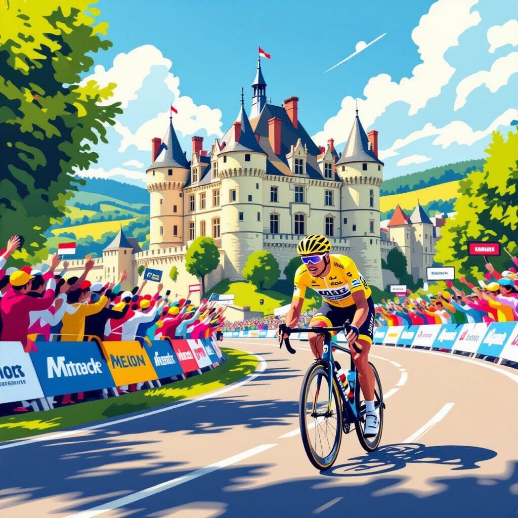 Solo Cyclist at Le Tour de France in Digital Art