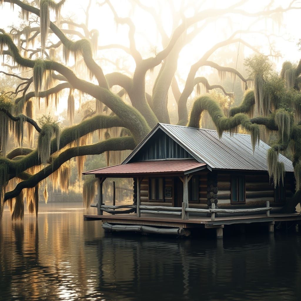 Serene Bayou Retreat in Muted Hues