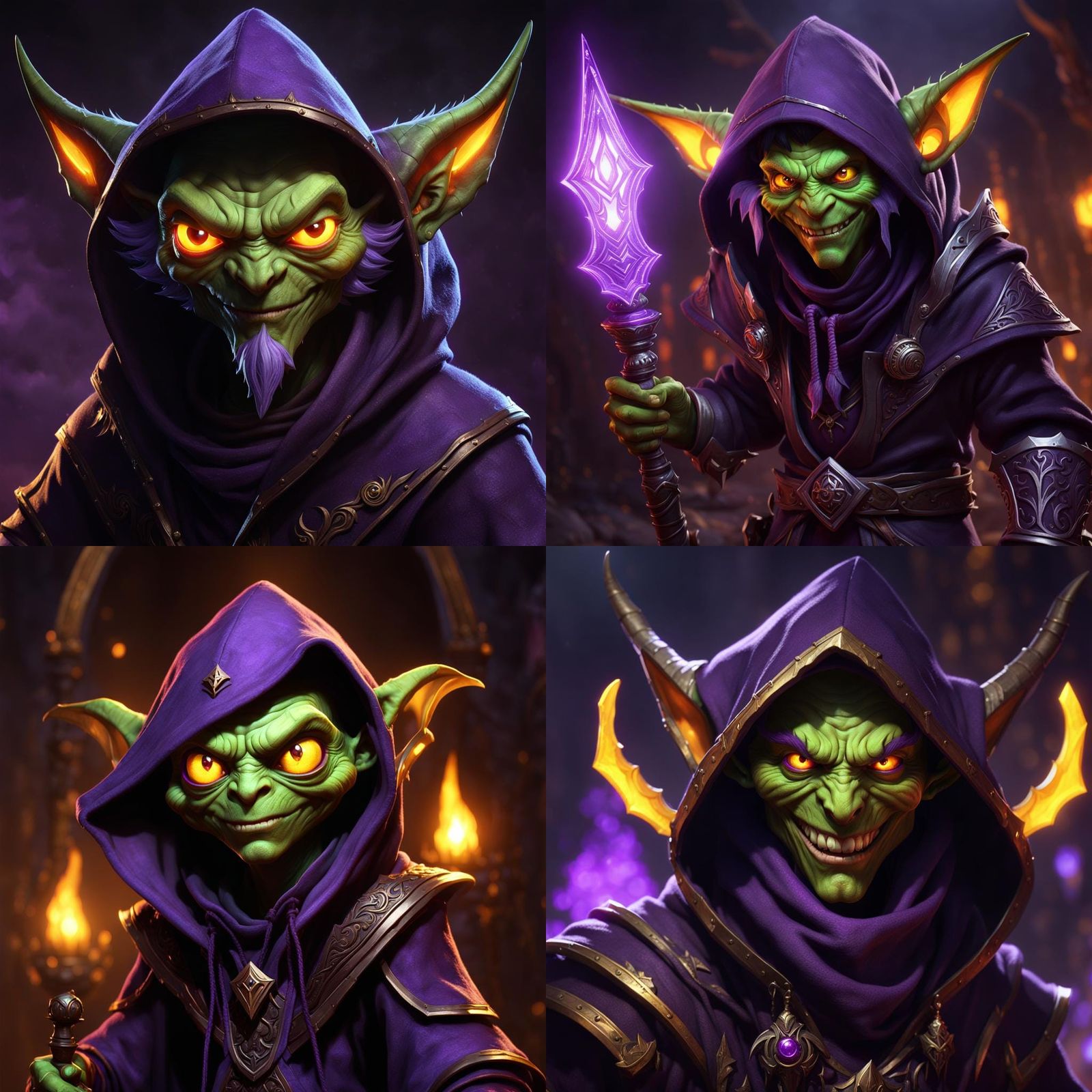 Goblin Warlock with Glowing Eyes, Dark Fantasy Concept Art