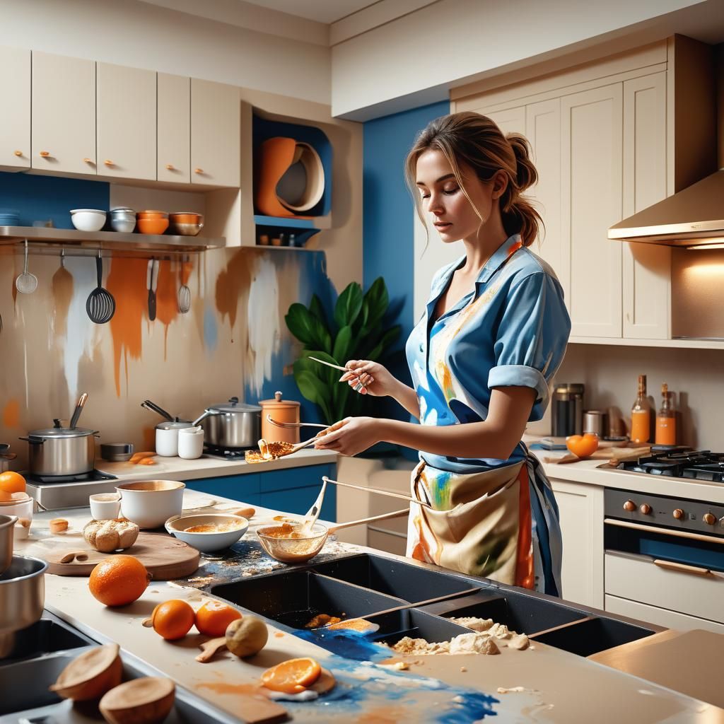 Vibrant Kitchen Matte Painting in Unreal Engine 5 Style