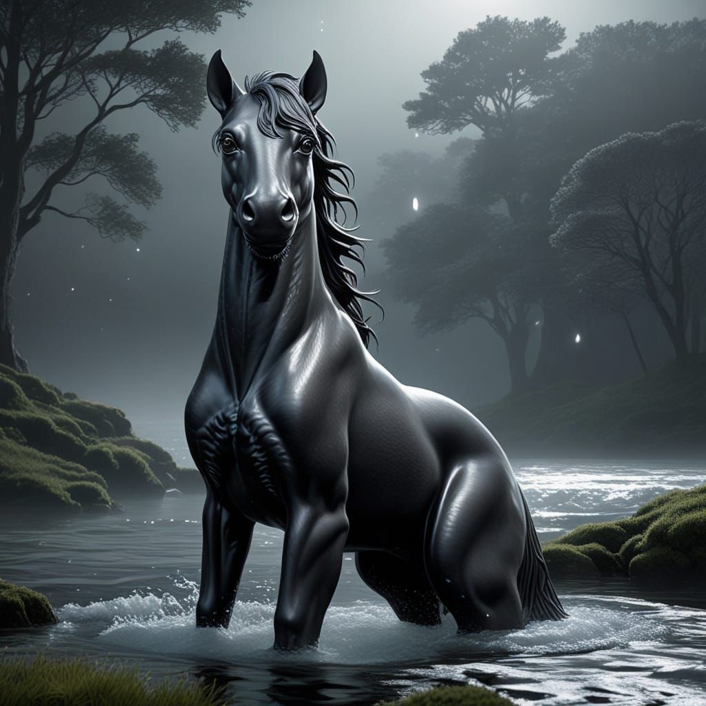 Spectral Kelpie Basks in Lunar Glow