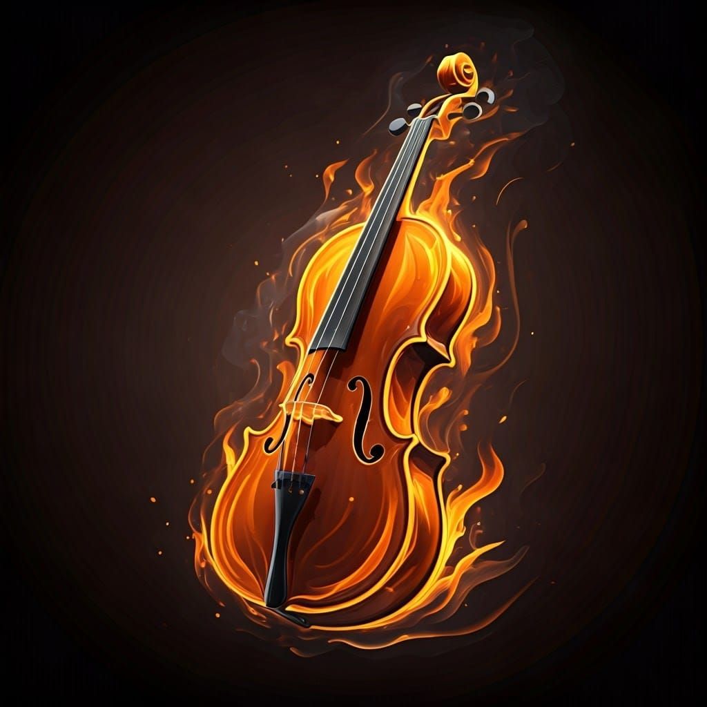 Elegant Flame Violin in Macro, Art Deco Style