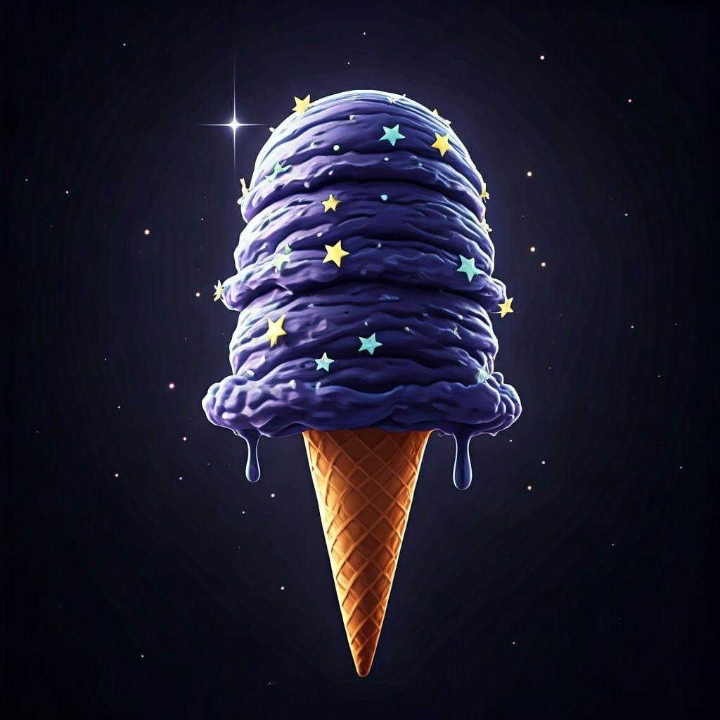 Galaxy Ice Cream in 3D Anime Art Style