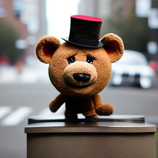 Freddy Fazbear Plushie in Professional Photography Style