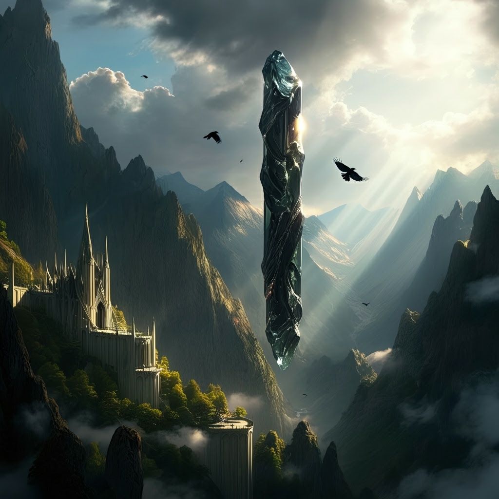 Magical Obsidian Tower Above Elven City