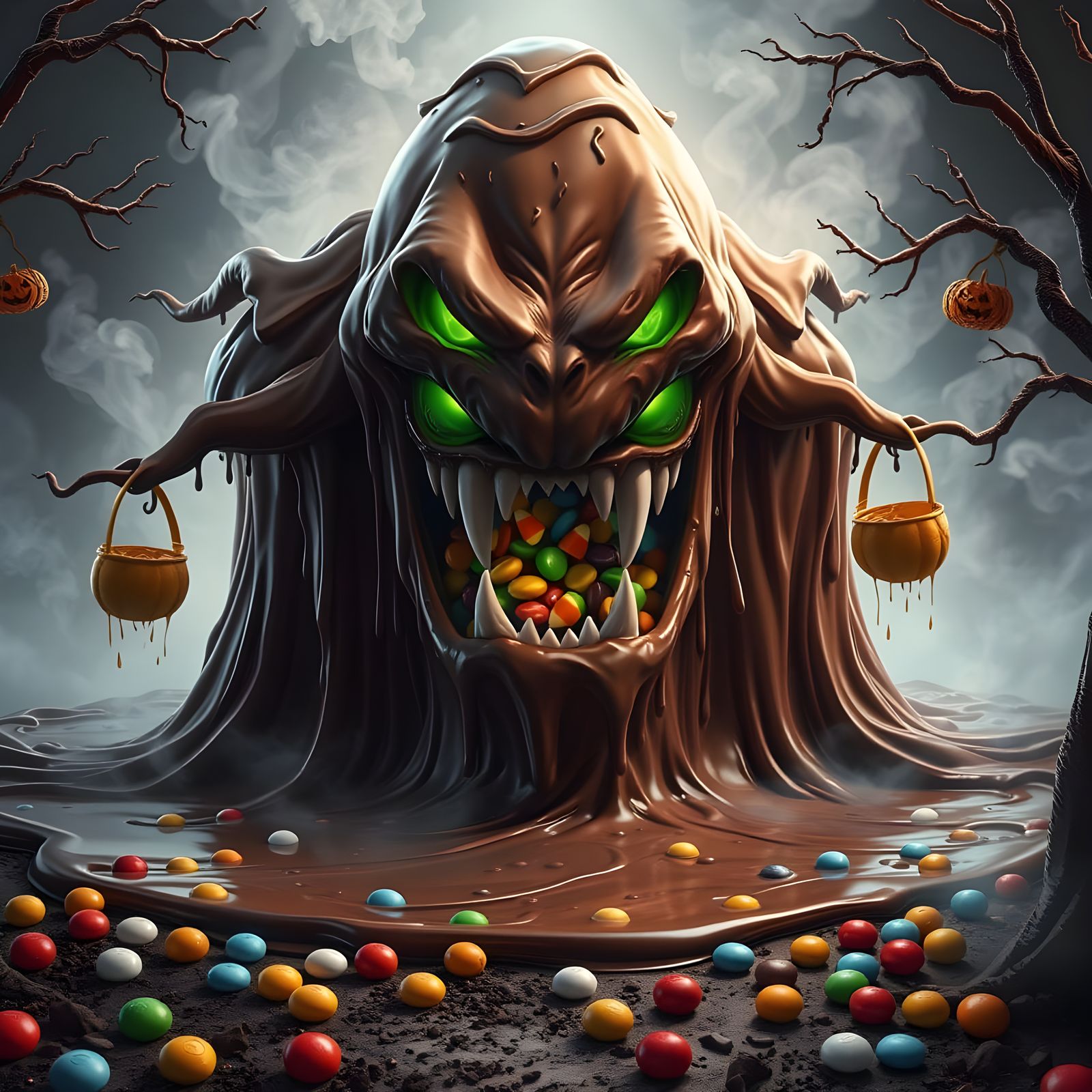 Menacing Chocolate Figure Emerges from Hot Cocoa Pool