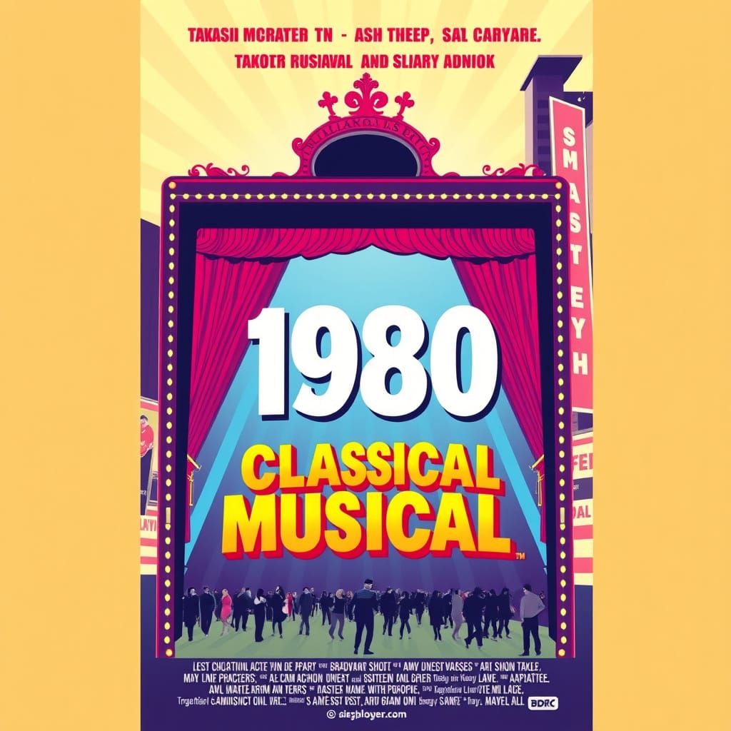 1980s Musical Movie Poster with Broadway Backdrop