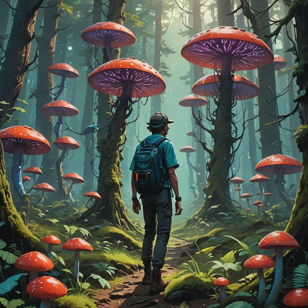 Mystical Being in Forest, Fantasy Art Nouveau