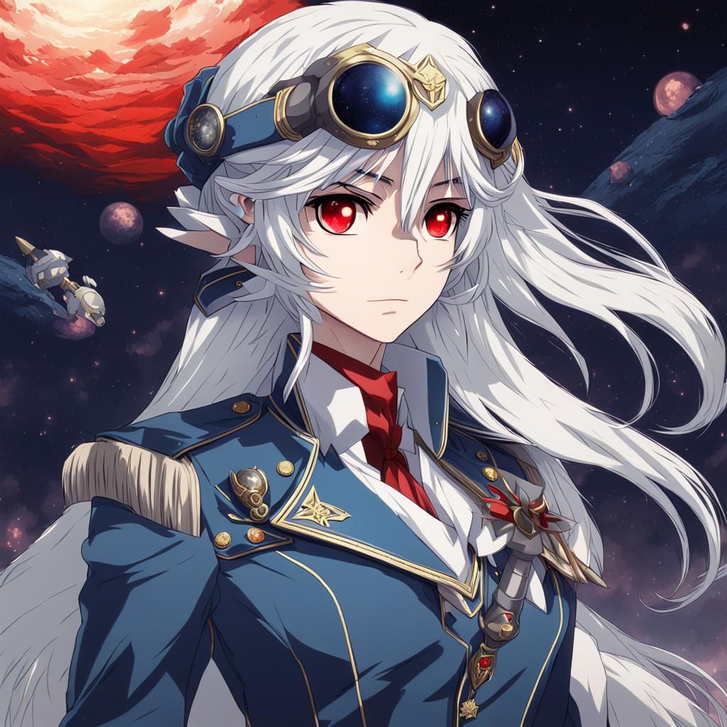 Elf Officer Stares into Space in Anime Style