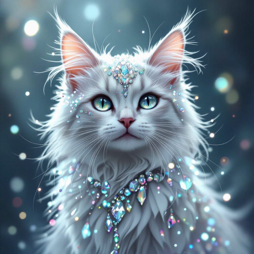 Crystalline Cat in Dreamy Ethereal Style