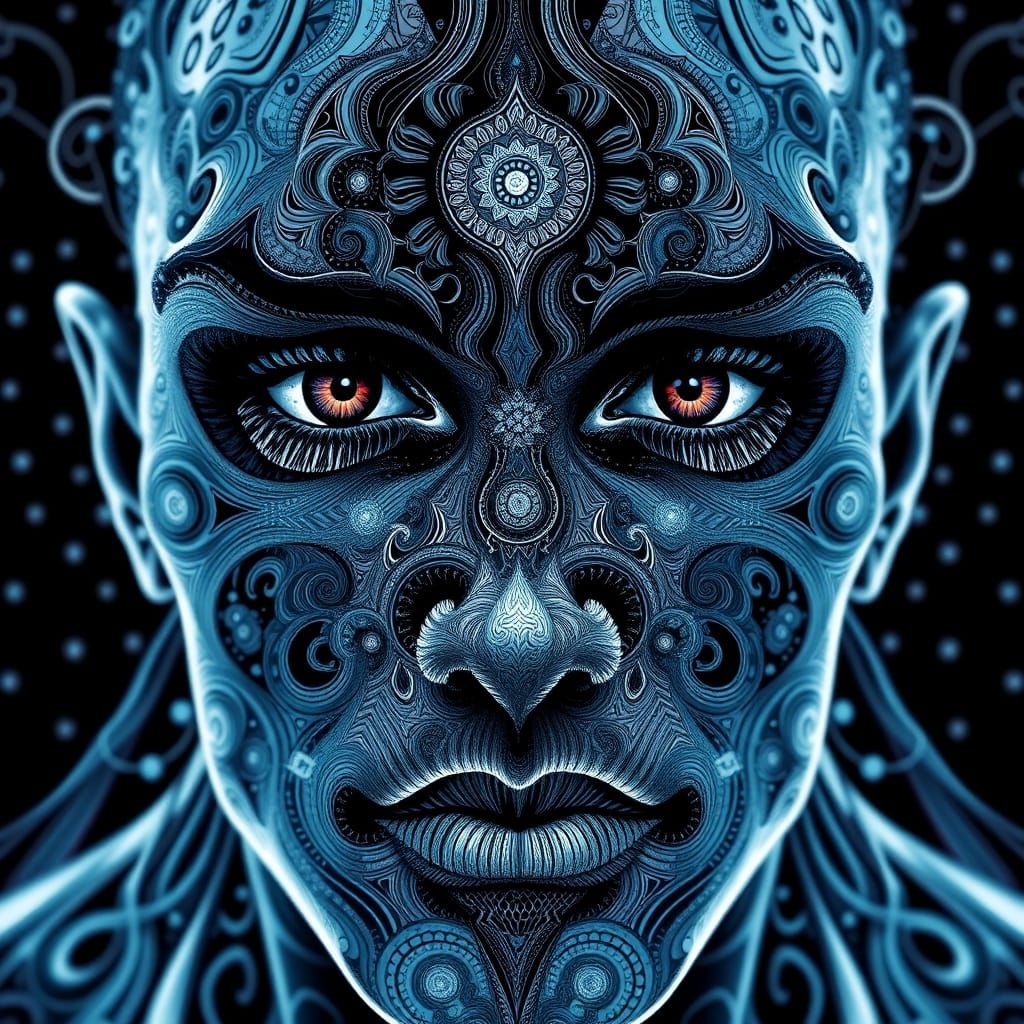 Abstract Fractal Portrait in Vector Style